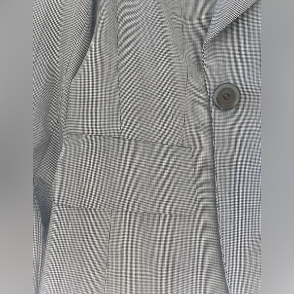 ESCADA Blazer 8 / 38 Black White Check w Faux Shirt Lace Cuffs Lightweight Wool - Picture 7 of 13
